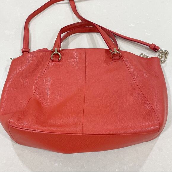 Coach Pebble Prairie Satchel Crossbody Bag Purse Red Orange A1581-34340 - Picture 5 of 10